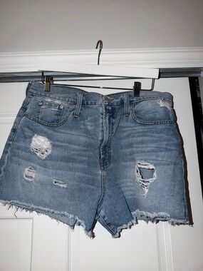 Madewell Light Blue Distressed Denim Cutoff Shorts